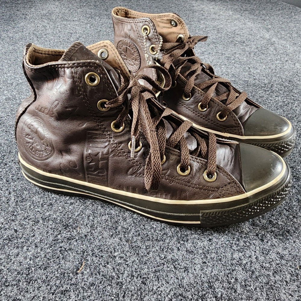 Converse Chuck Taylor All Star Brown Embossed Leather High Top Sneakers Womens 8